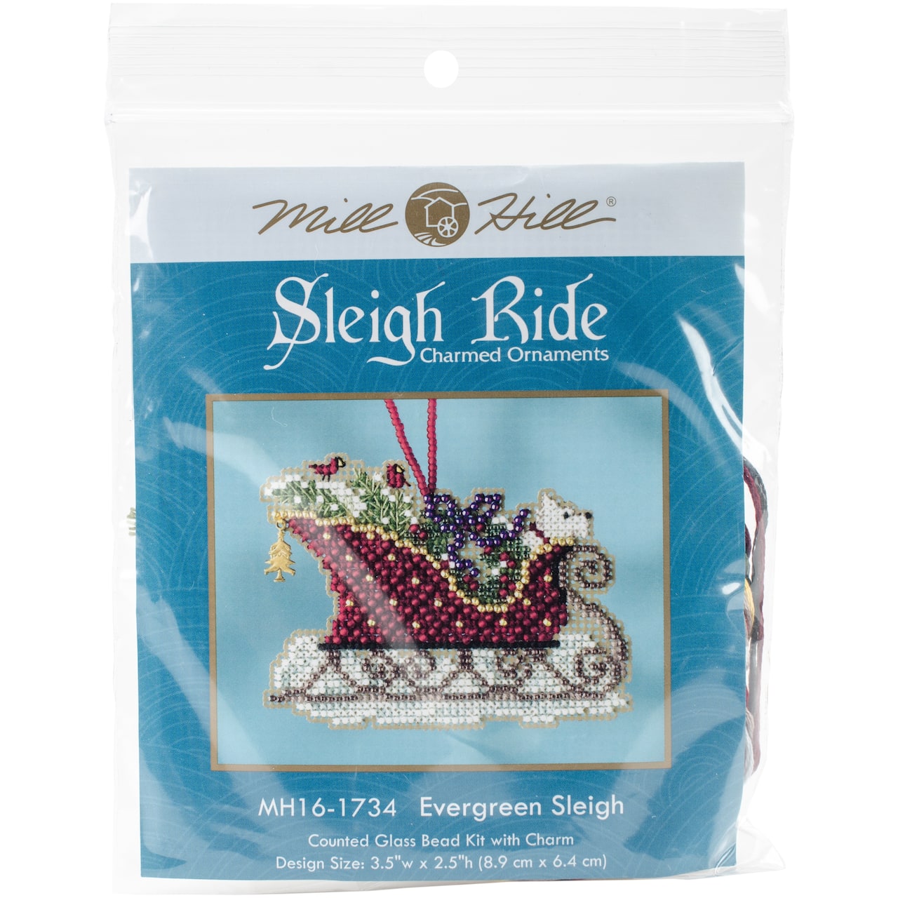 Mill Hill® Sleigh Ride Evergreen Sleigh Ornament Counted Cross Stitch Kit